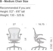 Herman Miller Aeron Ergonomic Chair - Size B