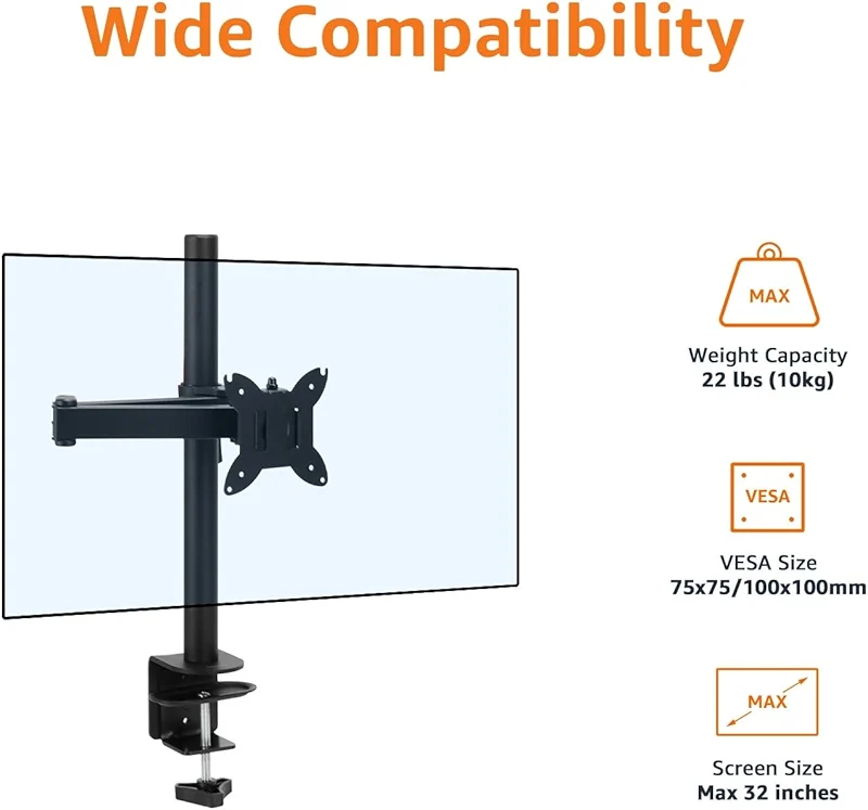 Amazon Basics Adjustable Single Computer Monitor Desk Mount Arm