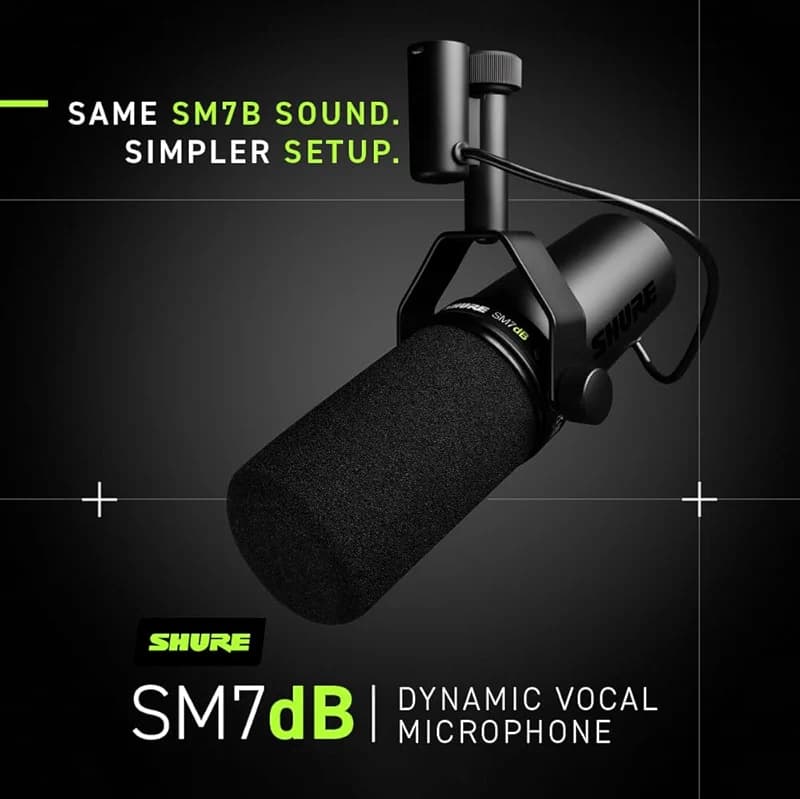 Shure SM7dB Dynamic Studio Microphone with Built-in Preamp – XLR Mic for — image 7