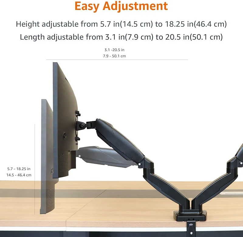 Amazon Basics Gas Spring Dual Computer Monitor Arm Desk Mount — image 2