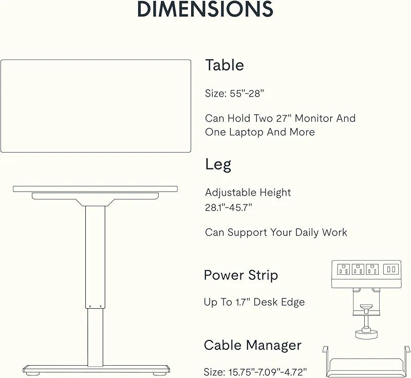 FLEXISPOT EN2 Bamboo Standing Desk with Clamp Power Strip