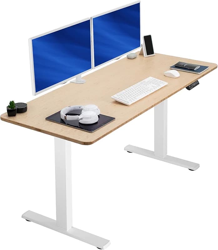 VIVO Electric 60 x 24 in Real Bamboo Standing Desk