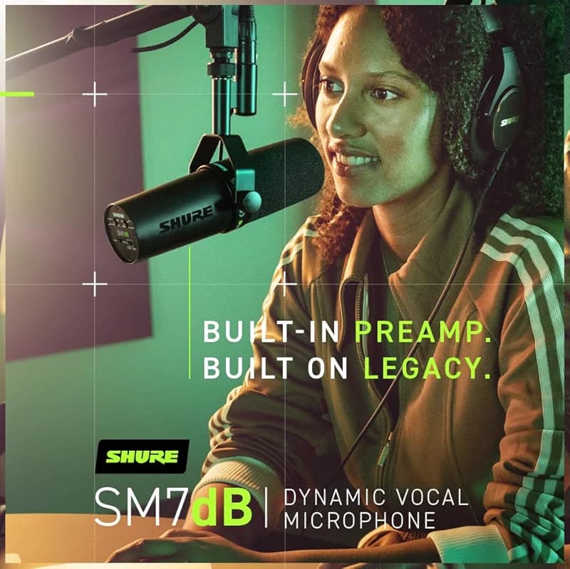 Shure SM7dB Dynamic Studio Microphone with Built-in Preamp – XLR Mic for — image 3