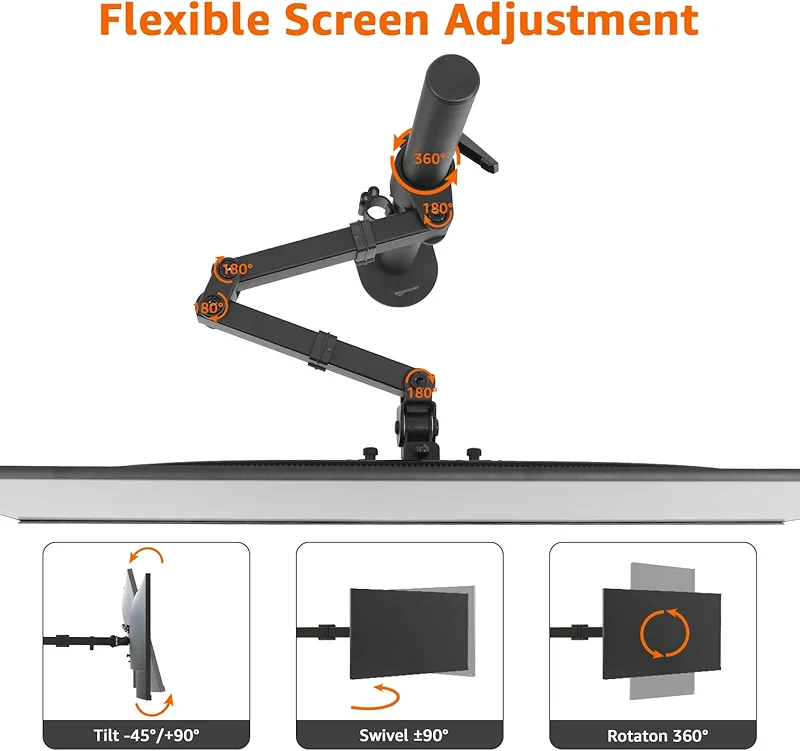 Amazon Basics Adjustable Single Computer Monitor Desk Mount Arm — image 4