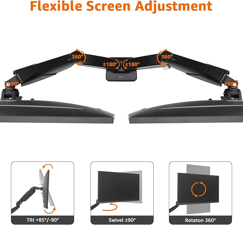 Amazon Basics Gas Spring Dual Computer Monitor Arm Desk Mount — image 5