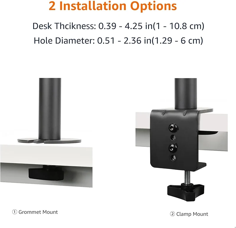 Amazon Basics Adjustable Single Computer Monitor Desk Mount Arm — image 3