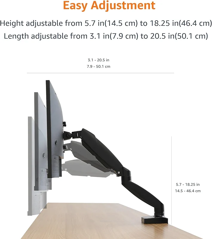 Amazon Basics Gas Spring Single Computer Monitor Arm Desk Mount