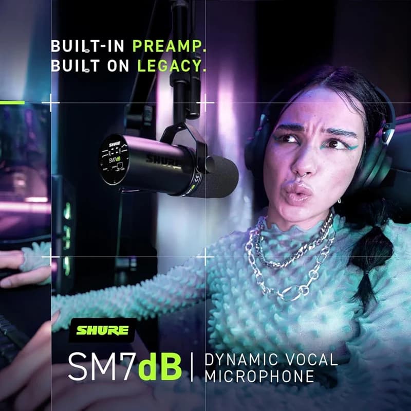 Shure SM7dB Dynamic Studio Microphone with Built-in Preamp – XLR Mic for — image 4