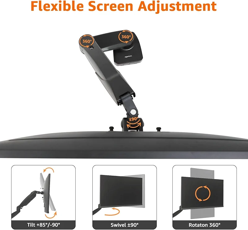 Amazon Basics Gas Spring Single Computer Monitor Arm Desk Mount — image 5