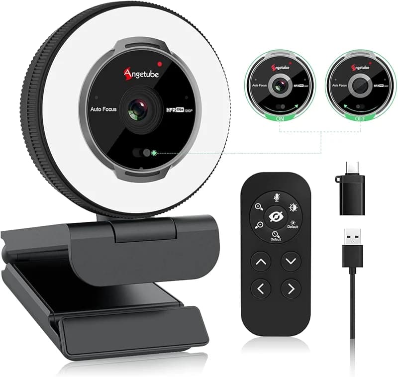Angetube Streaming Webcam with Microphone: 1080P 60FPS USB Web Cam with — image 1