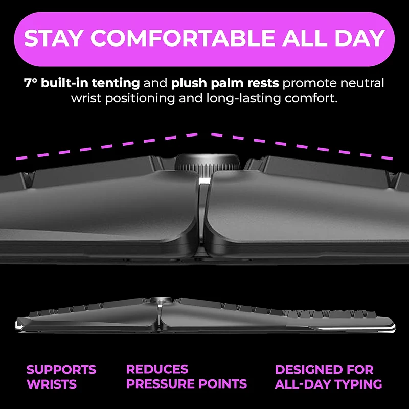 Cloud Nine C989M Ergonomic Mechanical Keyboard for PC - Kailh Tactile — image 7