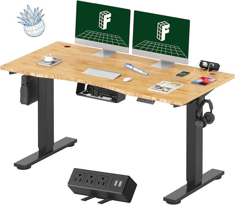 FLEXISPOT EN2 Bamboo Standing Desk with Clamp Power Strip — image 3