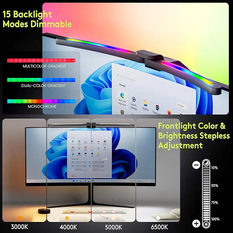 Quntis Curved Monitor Light Bar 15 RGB Backlight for 34"+ Screens — image 5