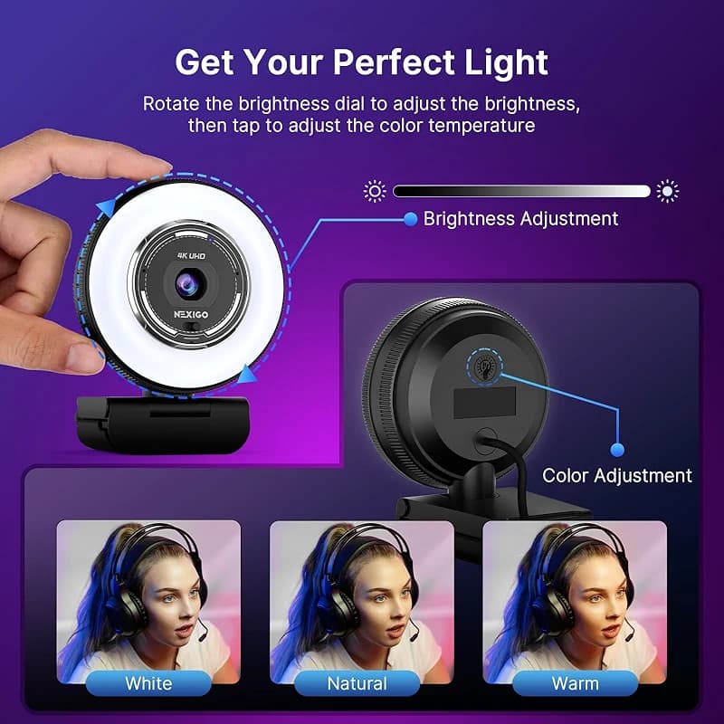 NexiGo N680E Pro 4K Webcam with Ring Light — image 2