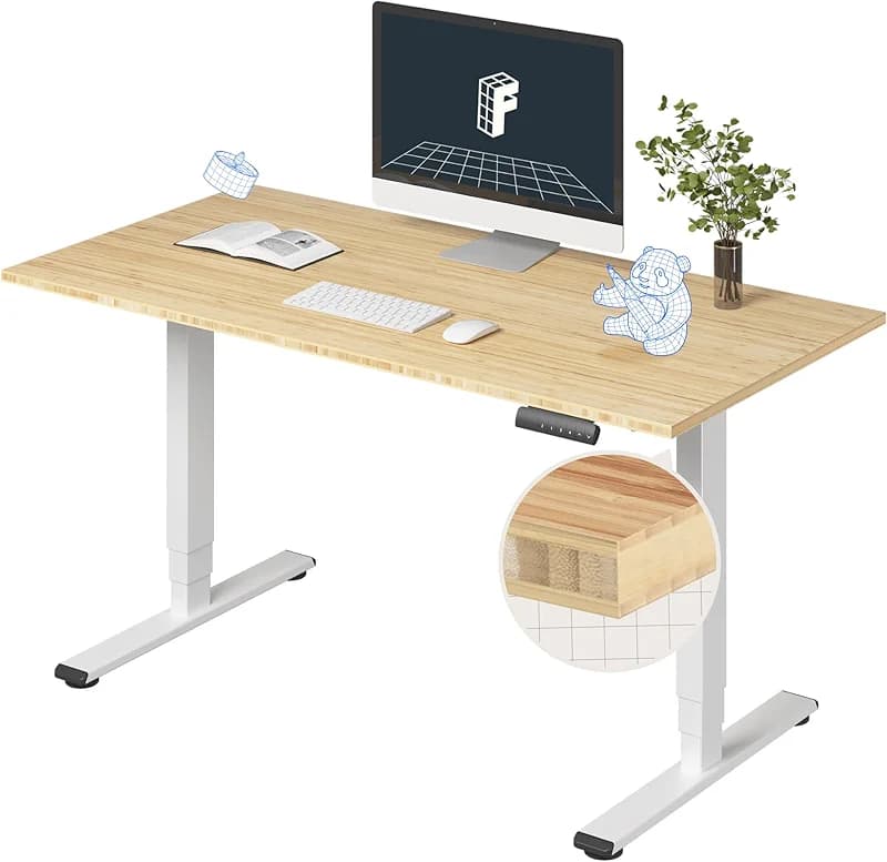 FLEXISPOT E6 Bamboo 3-Stage Dual Motor Electric Standing Desk 55 x 28 Sit — image 1