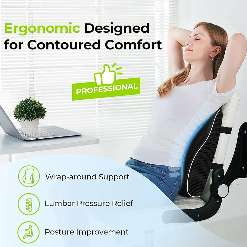 AUVON Lumbar Support Pillow for Office Chair with Patented Bulge for Lower — image 2