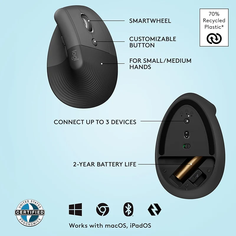 Logitech Lift Vertical Ergonomic Mouse