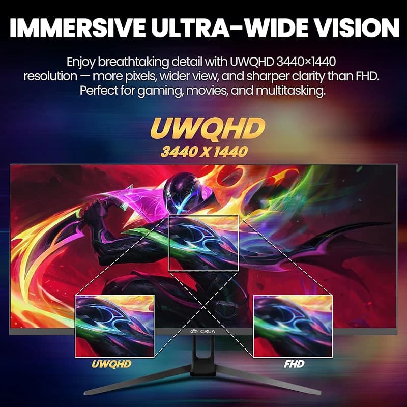 CRUA 34'' Gaming Monitor 165Hz/144Hz — image 4