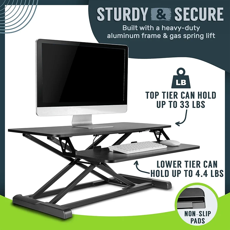 TechOrbits Standing Desk Converter - 32 Inch Adjustable Sit to Stand Up — image 5