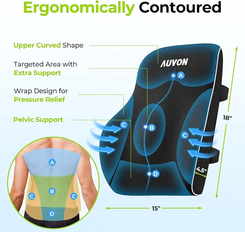 AUVON Lumbar Support Pillow for Office Chair with Patented Bulge for Lower — image 3
