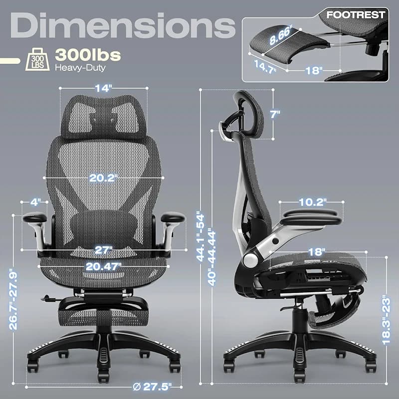 ELABEST X100 Ergonomic Mesh Office Chair with Footrest — image 2