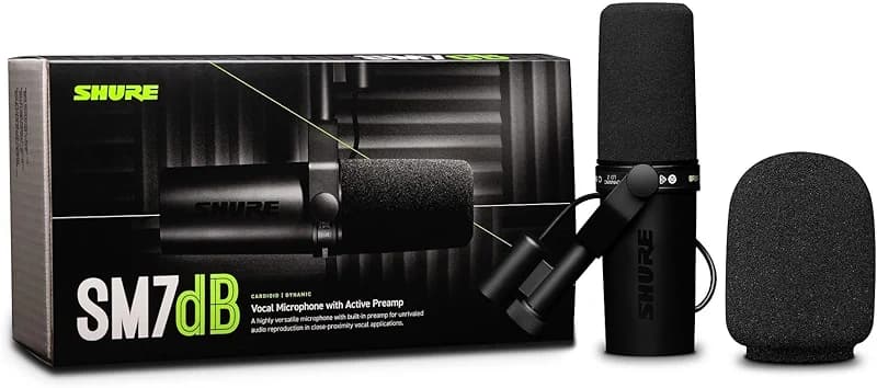 Shure SM7dB Dynamic Studio Microphone with Built-in Preamp – XLR Mic for — image 8