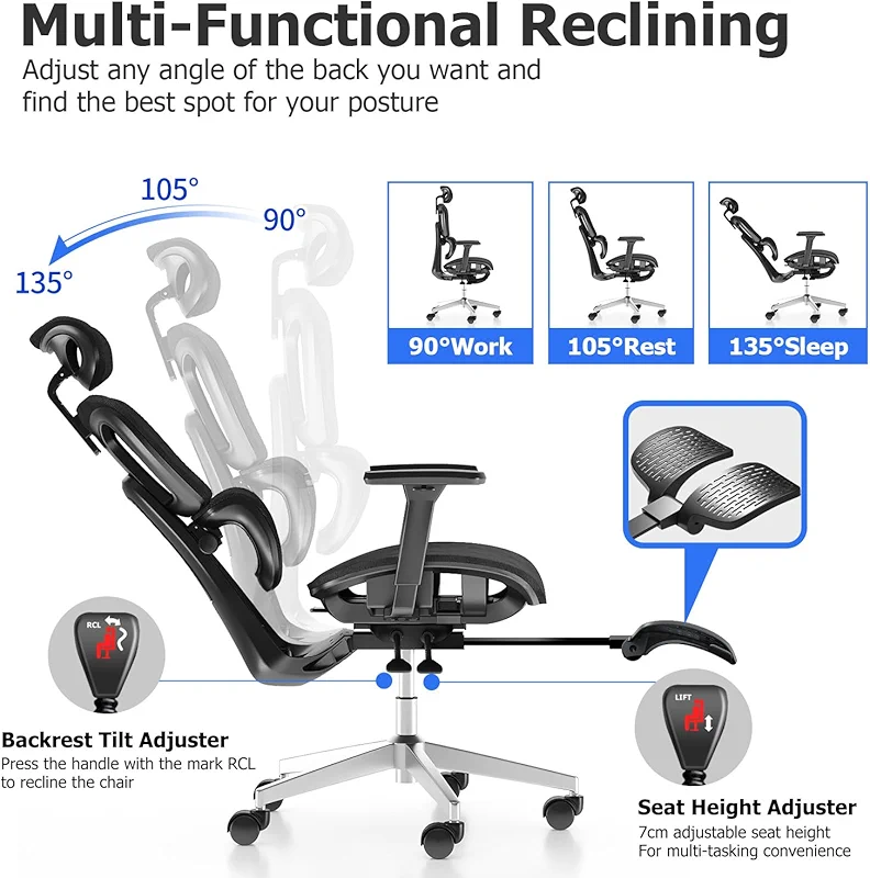 PatioMage Ergonomic Office Chair with Footrest — image 1
