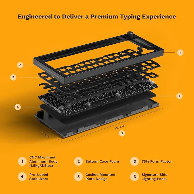 GLORIOUS Gaming GMMK PRO 75% Barebones Black (Frame Only) - Modular — image 7