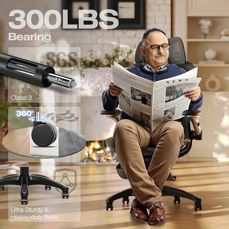 ELABEST X100 Ergonomic Mesh Office Chair with Footrest — image 4