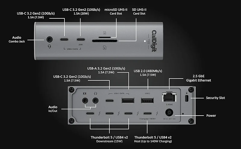 CalDigit TS5 Thunderbolt 5 Dock - 15 Port — image 8