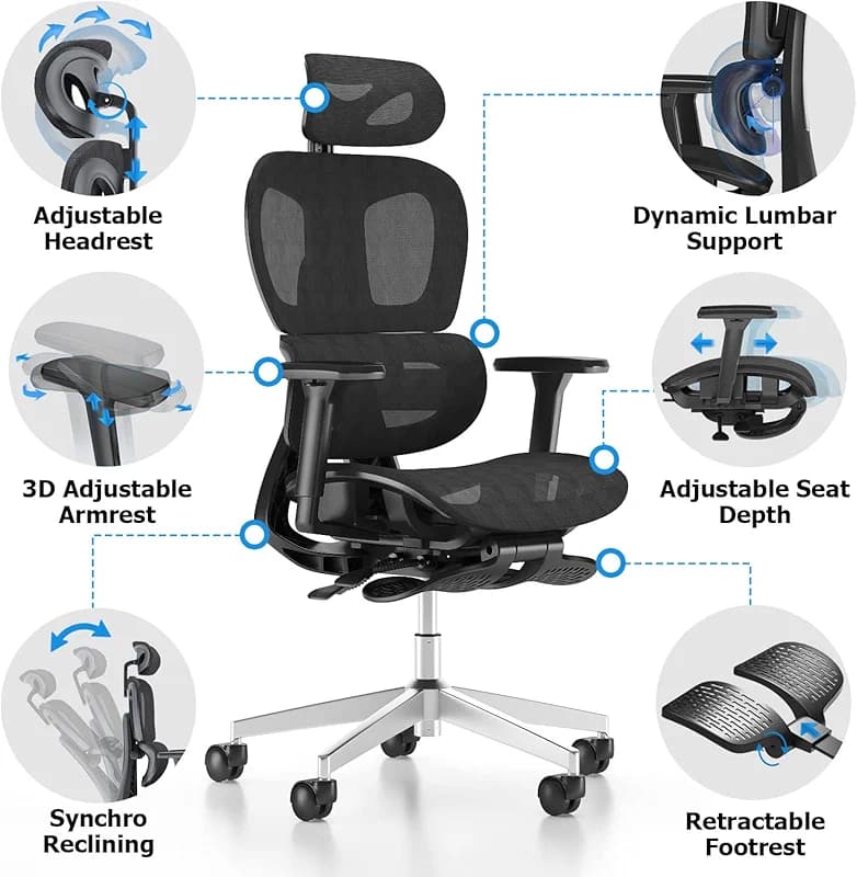 PatioMage Ergonomic Office Chair with Footrest — image 3