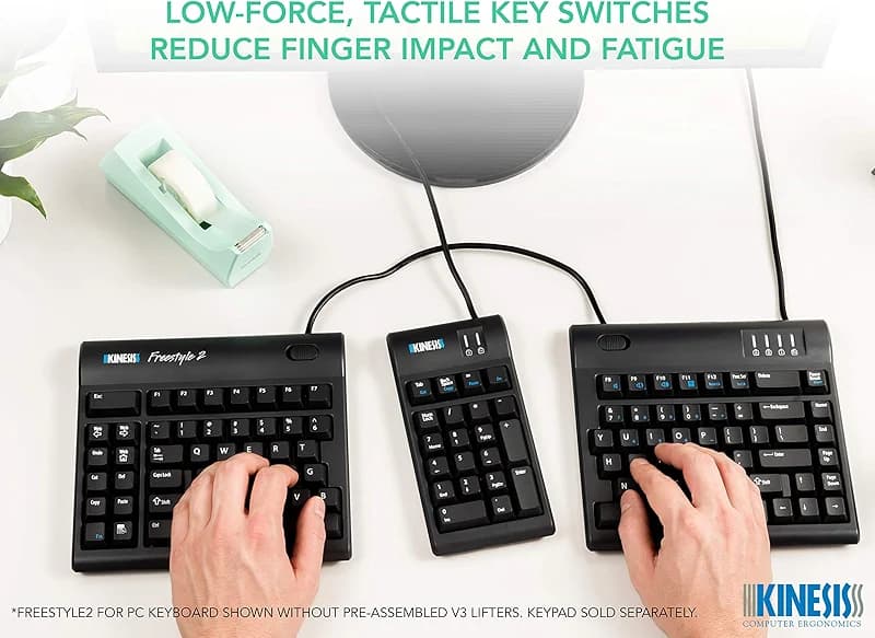 KINESIS Freestyle2 USB-A Ergonomic Keyboard w/ VIP3 Lifters for PC (9" — image 3