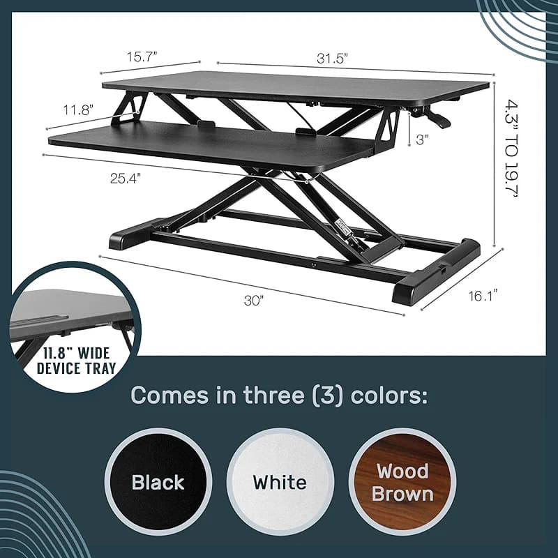 TechOrbits Standing Desk Converter - 32 Inch Adjustable Sit to Stand Up — image 3