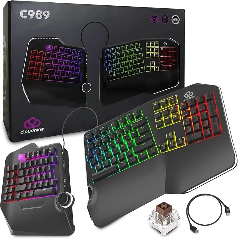 Cloud Nine C989M Ergonomic Mechanical Keyboard for PC - Kailh Tactile