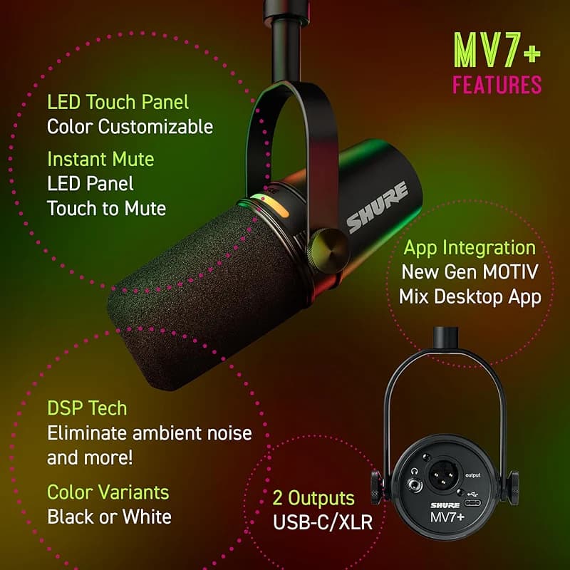 Shure MV7+ Dynamic Microphone – USB-C & XLR Podcast Mic for Streaming — image 8