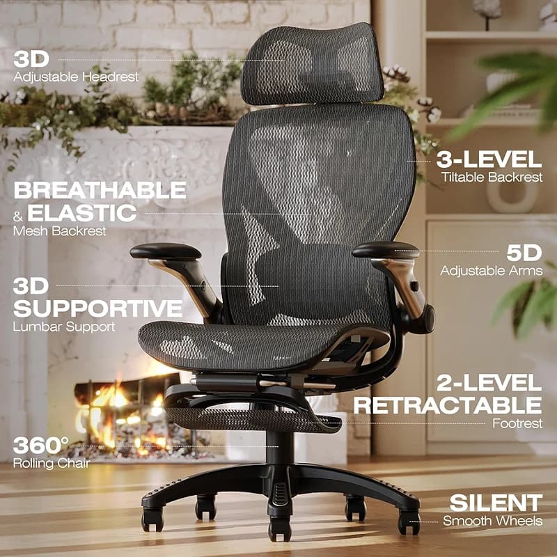 ELABEST X100 Ergonomic Mesh Office Chair with Footrest — image 5