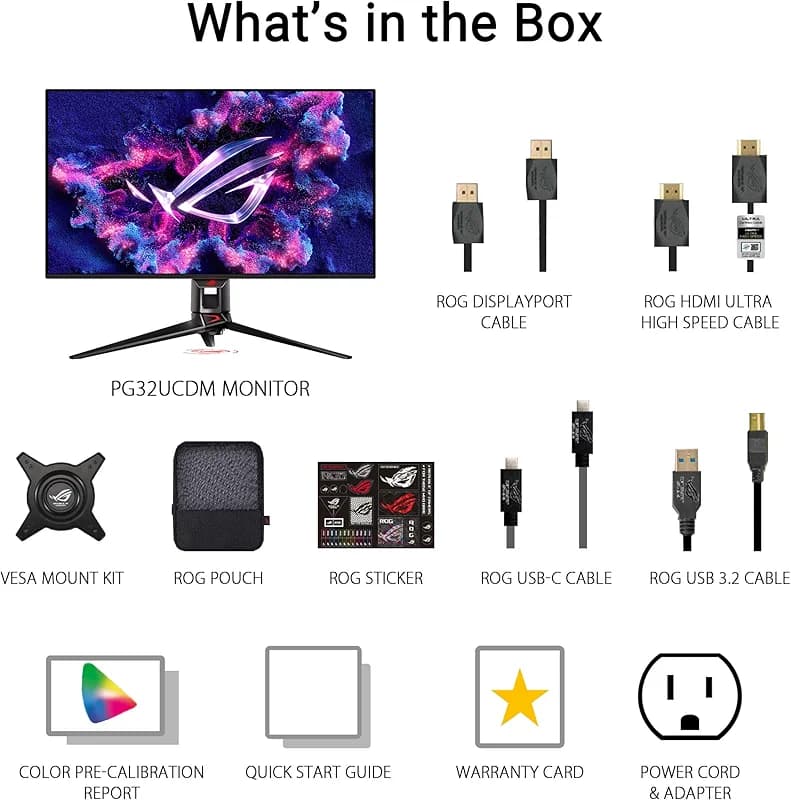 ASUS ROG Swift 32” 4K OLED Gaming Monitor (PG32UCDM) - UHD (3840 x 2160)