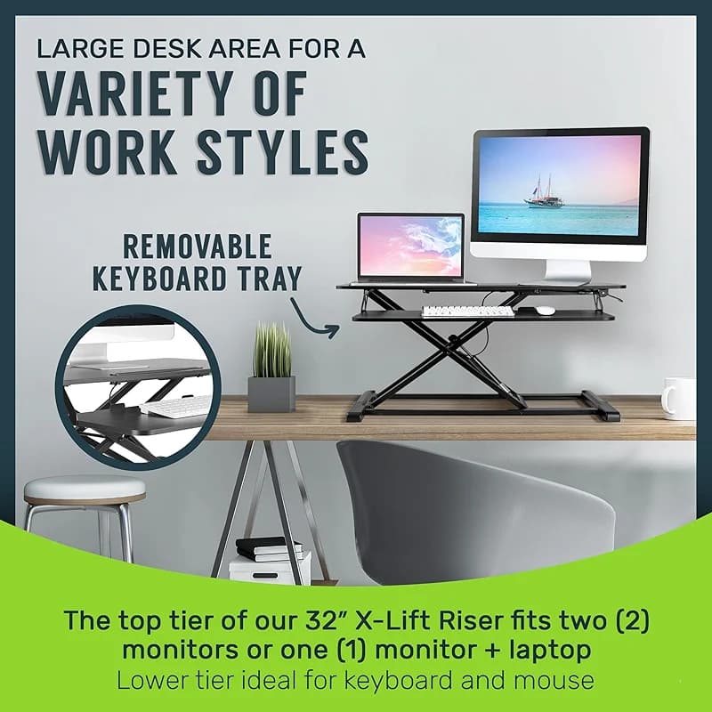 TechOrbits Standing Desk Converter - 32 Inch Adjustable Sit to Stand Up — image 4