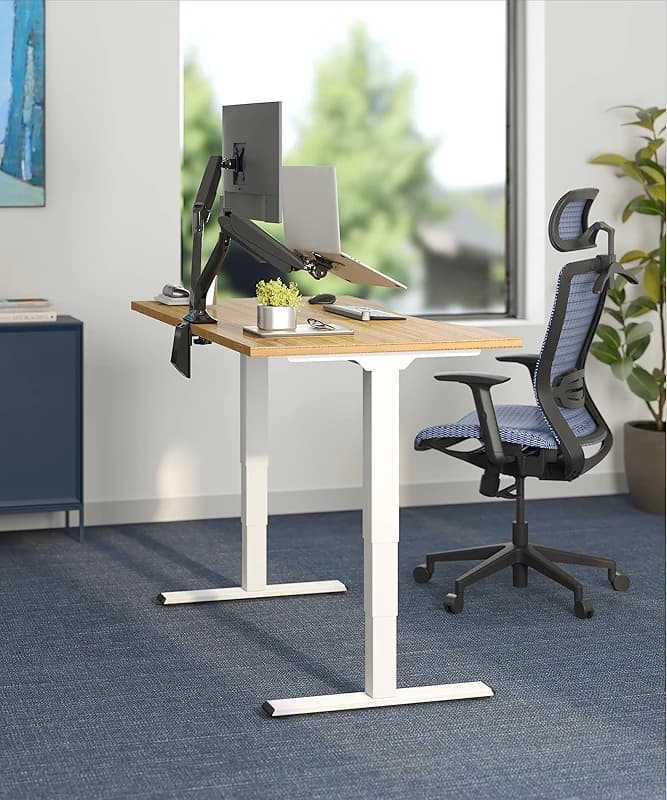 FLEXISPOT E6 Bamboo 3-Stage Dual Motor Electric Standing Desk 55 x 28 Sit — image 6