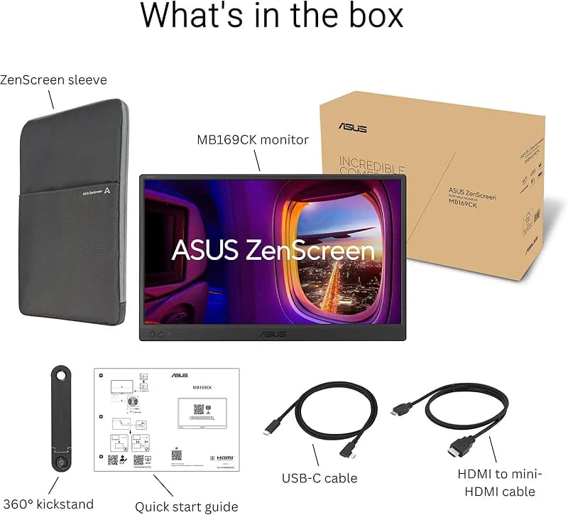 ASUS ZenScreen 16” Portable USB Monitor (MB169CK) - Full HD