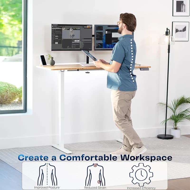 VIVO Electric 60 x 24 in Real Bamboo Standing Desk — image 4