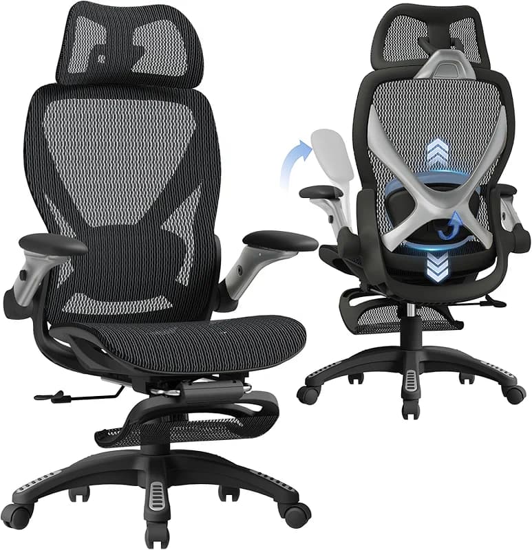 ELABEST X100 Ergonomic Mesh Office Chair with Footrest