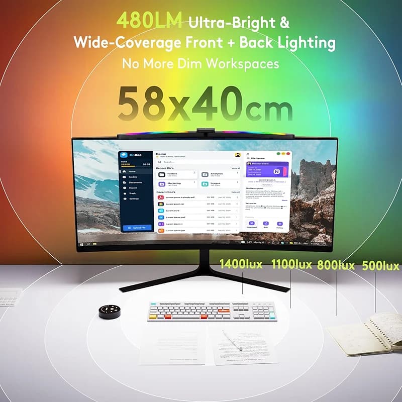 Quntis Curved Monitor Light Bar 15 RGB Backlight for 34"+ Screens