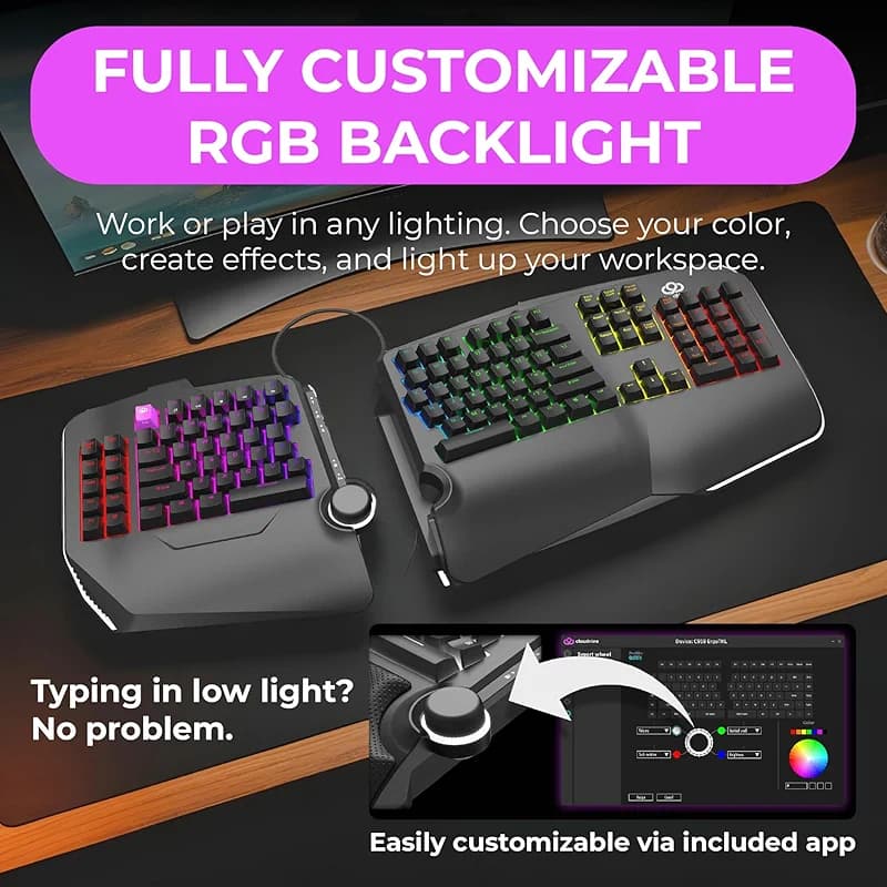 Cloud Nine C989M Ergonomic Mechanical Keyboard for PC - Kailh Tactile — image 4
