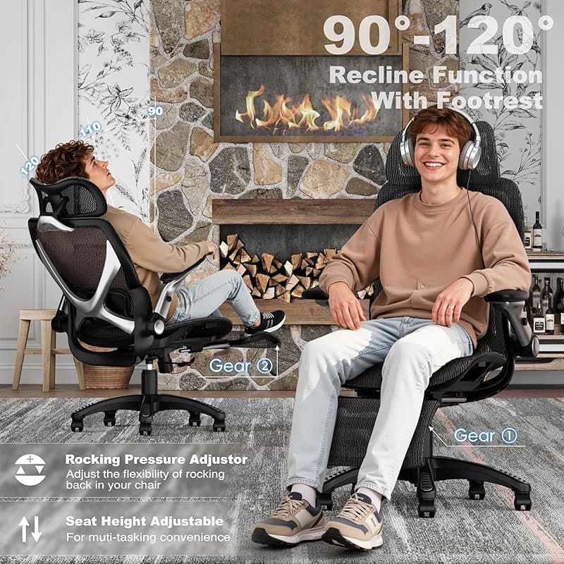 ELABEST X100 Ergonomic Mesh Office Chair with Footrest — image 3