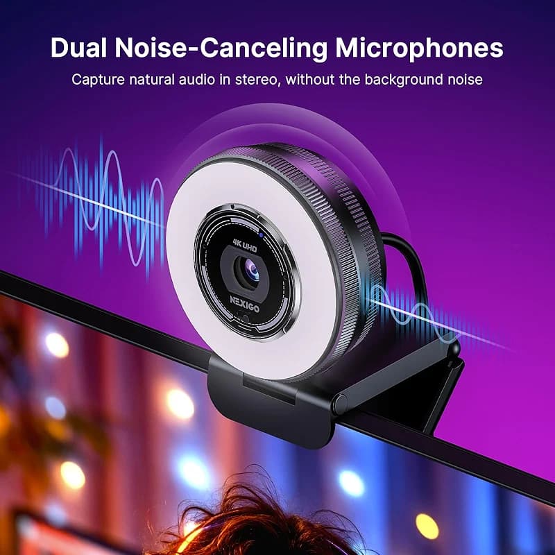 NexiGo N680E Pro 4K Webcam with Ring Light